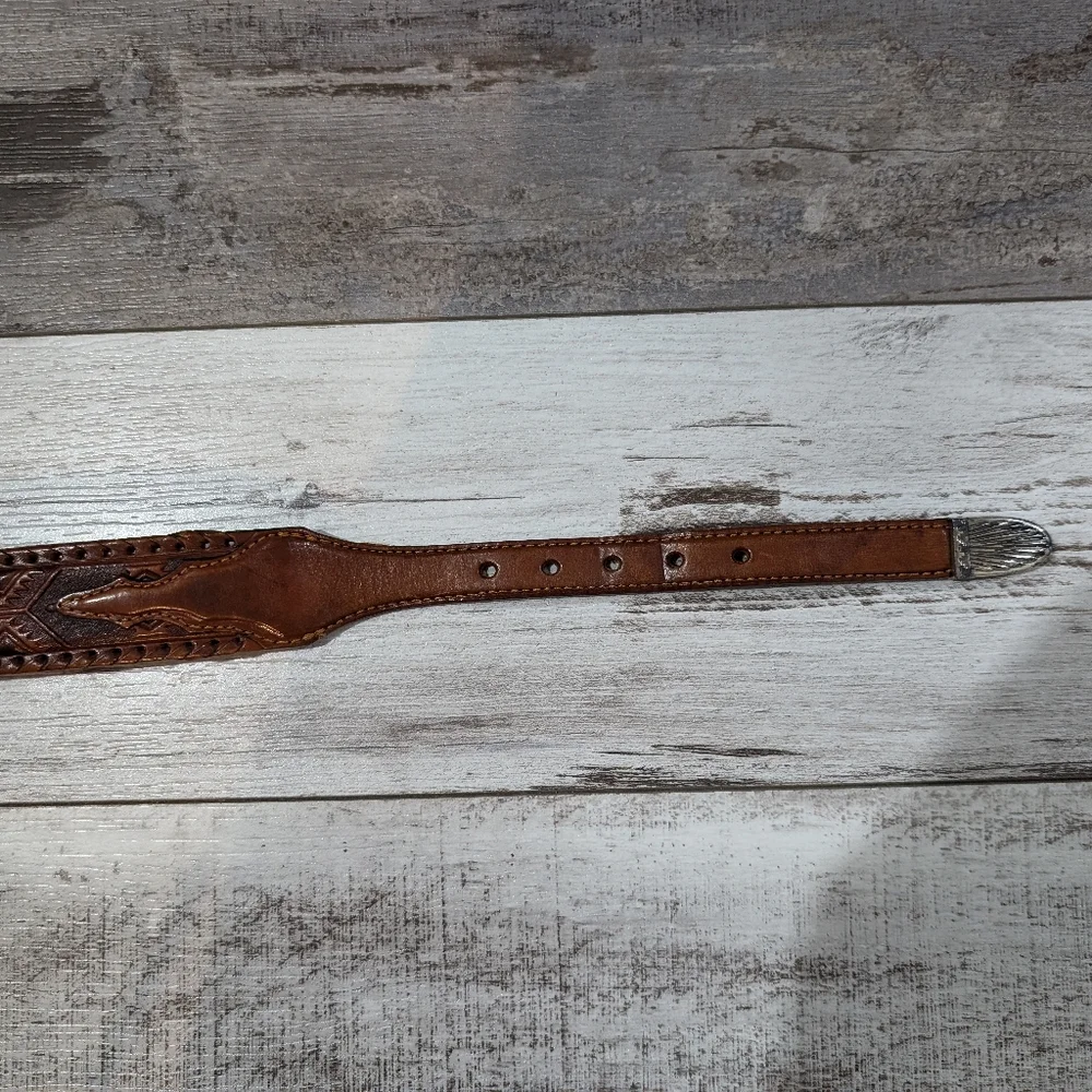 Tony Lama Belt‎ Tooled Brown Leather 76706 women size 36